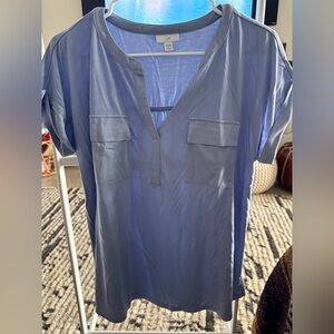 J. Jill Light Blue V-Neck Blouse